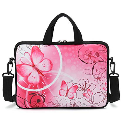 10 inch Messenger Bag Carrying Case Sleeve with Handle Accessory Pocket Fits 7 to 10-Inch Laptops/Notebook/Kids tablet (7-10.2 inch, Pink Butterfly) - color: Pink Butterfly, size: 7-10.2 inch