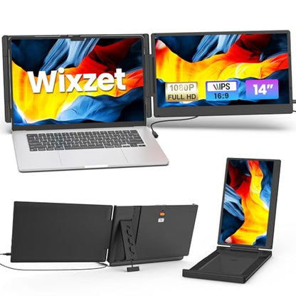 Laptop Screen Extender, 14" FHD 1080P IPS Portable Monitor for 13" - 17" Laptops, Plug & Play Screen Extender, Auto Adjust Width Dual Monitor, Compatible with Mac/Wins/Dex/Chrome | Lightweight Portable Monitor, Plug & Play, Auto Adjust Width Dual Monitor,