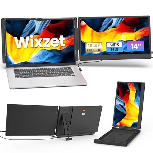 Laptop Screen Extender, 14" FHD 1080P IPS Portable Monitor for 13" - 17" Laptops, Plug & Play Screen Extender, Auto Adjust Width Dual Monitor, Compatible with Mac/Wins/Dex/Chrome | Lightweight Portable Monitor, Plug & Play, Auto Adjust Width Dual Monitor,