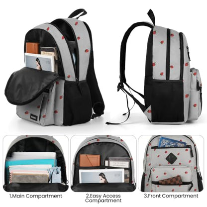Backpack for Men and Women, Lightweight Casual Travel Laptop Backpack - color: Strawberrygrey, size: 15.6 Inches | 18 inches (height) x 12 inches (width) x 8 inches (depth)