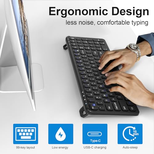 Wireless Bluetooth Keyboard, Multi-Device 99 Keys, Black - color: Black-99Key