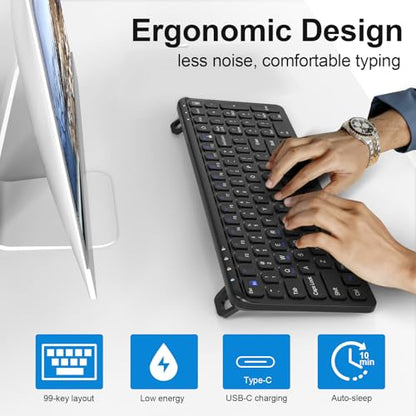 Wireless Bluetooth Keyboard, Multi-Device 99 Keys, Black - color: Black-99Key