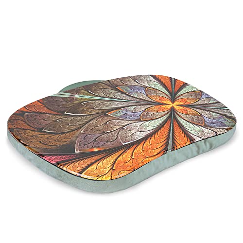 Lap Laptop Desk - Portable Lap Desk with Pillow Cushion, Fits up to 15.6 inch Laptop for Home Office Students Use as Computer Laptop Stand, Book Tablet(1-Orange Flower) - color: 1-orange Flower