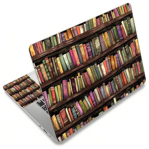 Laptop Skin Sticker Decal, Universal Reusable Vinyl Laptop Cover for 12" 13" 13.3" 14" 15" 15.4" 15.6" Notebook PC, Waterproof Scratch-Resistant with 2 Wrist Pads, Easy to Apply & Remove,Art Bookshelf - color: Art Bookshelf