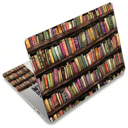 Laptop Skin Sticker Decal, Universal Reusable Vinyl Laptop Cover for 12" 13" 13.3" 14" 15" 15.4" 15.6" Notebook PC, Waterproof Scratch-Resistant with 2 Wrist Pads, Easy to Apply & Remove,Art Bookshelf - color: Art Bookshelf