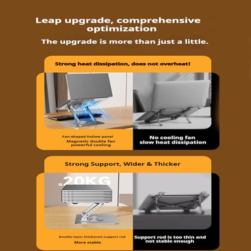 Laptop Stand for Desk,Laptop Cooling Stand,Portable Computer Desk | Adjustable Height,with Fan,360 Rotating Base,Metal Foldable,Fits with 10-17" Notebook
