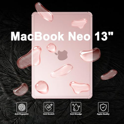 B BELK for MacBook Neo 13 inch Case 2026 A3404 A18 Pro Chip, Blush Clear | 3 in 1 Kit, Anti-Crack Hard Shell, 2 Keyboard Skins & Screen Film, Reinforced TPU Bumper - color: Blush Pink