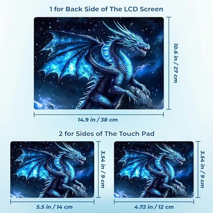 Reusable Universal Laptop Skin Sticker, Cut to Fit for 11.6–15.6 Inch Laptops, Waterproof Protective Film, No-Residue - Night Sky Blue Dragon - color: Night Sky Blue Dragon