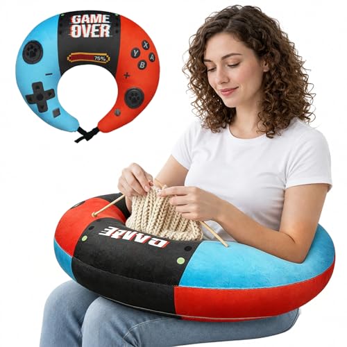 Ergonomic U-Shaped Gaming & Lap Pillow for Crocheting - Video Game Gamepad Crochet Pillow with Elbow & Arm Support, Lap Desk Pillows for Reading, Playing or Crocheting, Suitable for Adults - color: Video Game Gamepad