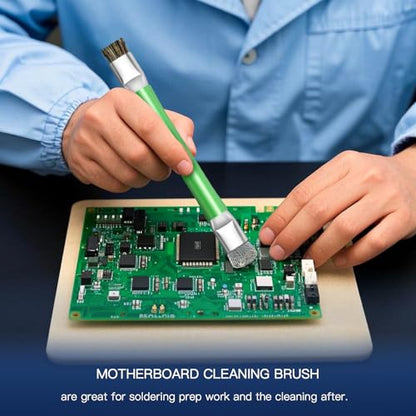 ESD Safe Anti-Static IC Cleaning Brush Tool -2Pcs Double Head Motherboard Hard Brush for IC Glue Removal,PCB Cleaning, Circuit Board Maintenance,Mobile Phone Repair - Green - color: Green