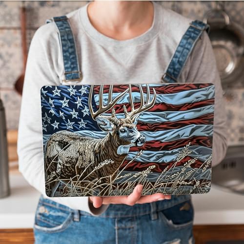 Universal Laptop Skin Sticker with 2 Wrist Pad Skins, Waterproof Scratch Resistant Vinyl Laptop Cover Decal, Cut to Fit for 11–15.6 Inch MacBook HP Dell Lenovo, Deer Flag - color: Deer Flag