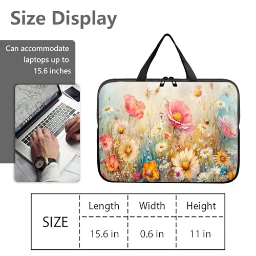 14" 15" Laptop Handle Bag Computer Bag,14.2" 15.4 inch Pouch Holder Notebook Sleeve Cover Compatible for Dell,Lenovo,Toshiba HP, Asus Notebook Messenger Briefcase-Colorful Flowers - color: Colorful Flowers