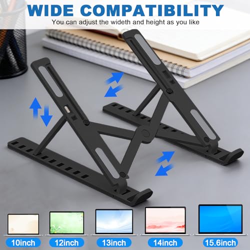 Laptop Stand - Foldable Laptop Stand for Desk Anti-Slip,Compatible for Business Trip,Library,Cafe(Black) - color: Black