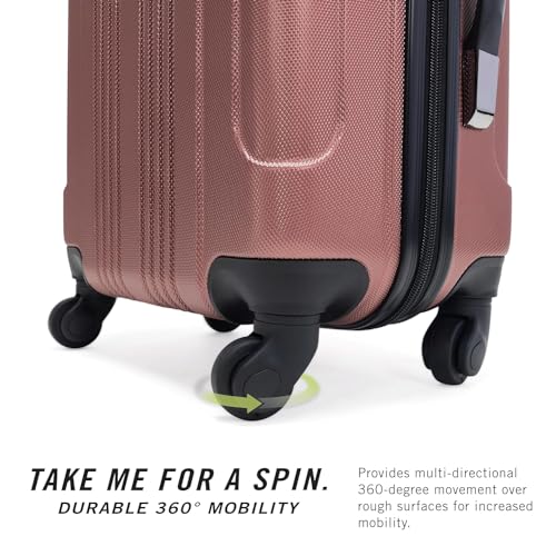 Kenneth Cole REACTION Out of Bounds Lightweight Hardshell 4-Wheel Spinner Luggage, Rose Gold, 24-Inch Checked - color: Rose Gold, size: 24-Inch Checked