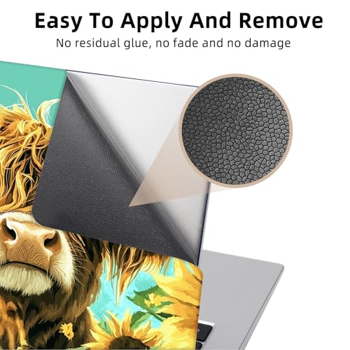 Aesthetic Laptop Skin Cover,12-15.6 Inch Universal Vinyl Sticker Decal,Waterproof Scratch-Resistant Notebook Wrap,Removable Residue-Free Protector,Sunflower Cow Art - color: Sunflower Cow Art