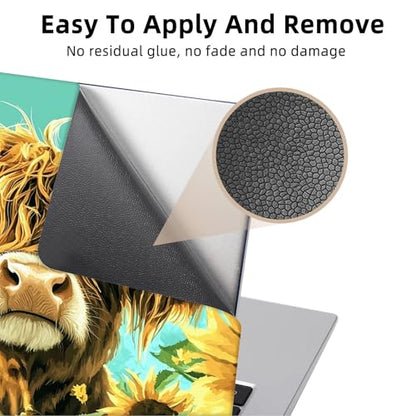 Aesthetic Laptop Skin Cover,12-15.6 Inch Universal Vinyl Sticker Decal,Waterproof Scratch-Resistant Notebook Wrap,Removable Residue-Free Protector,Sunflower Cow Art - color: Sunflower Cow Art