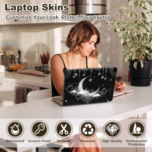 Universal Laptop Skin Sticker Decal 11-15.6 Inches, Crescent Moon | Reusable Vinyl Sticker for 12.1 13 13.3 14 15.4 Inches Notebook PC, Scratch Resistant Waterproof, Easy to Trim & Apply - color: Crescent Moon