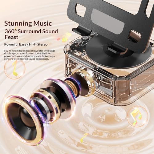 360° Rotating Tablet Desk Holder with Bluetooth Speaker & Battery | Dual Rod Mount Support for iPad Pro 13 12 11 Air Mini 5 4 3 Samsung Tab E-Reader, Tablet Table Stand Holder - color: Black with Bluetooth Speaker