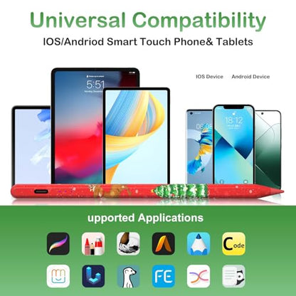 Universal Stylus Pen Compatible for iOS&Android Touch Screen, Pencil with Dual Touch Function,Rechargeable Stylus for iPad/iPad Pro/Air/Mini/iPhone/Cellphone/Samsung/Tablet Drawing&Writing (Red) - color: 106T-Red Cartoon