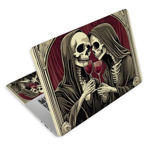 Universal Laptop Skin Decal, 3-Piece Vinyl Protector for 12 13 14 15.6" Notebook, Waterproof Anti-Scratch, Easy Trim & Bubble-Free Finish, Skeleton and His Lover - color: Skeleton and His Lover