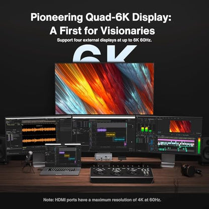 iVANKY FusionDock Max 1 Dual Thunderbolt 4 Chips, 20-in-1 Quad 6K@60Hz Monitor MacBook Docking Station, 40Gbps Dock for Mac M1/M2/M3 Pro/Max, 2HDMI 2.0, 96W PD, 10Gbps USB, 2.5 GbE - color: Silver