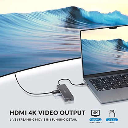 USB C Docking Station, Laptop Docking Station 10 in 1 with Ethernet 1000M, USB C Hub HDMI, PD 100W, TF/SD Reader, USB C 3.0, 4 USB A for MacBook Pro/Air, Surface, iPad, Cable Length: 7.87in - size: 10 Ports (RJ45, HDMI, PD, SD, TF, USB-C, USB-A)