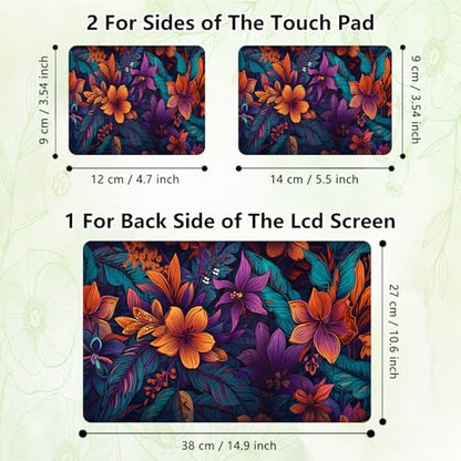 Laptop Skin Sticker Decal, Universal Reusable Vinyl Laptop Cover for 12" 13" 13.3" 14" 15" 15.4" 15.6" Notebook PC, Waterproof Scratch-Resistant with 2 Wrist Pads, Easy to Apply & Remove,Flowers Art - color: Flowers Art