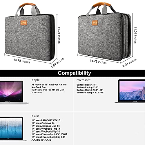 ZINZ Expandable Laptop Case 13-13.3-14 Sleeve Compatible with MacBook Pro/Neo 14" M5/M4/M3/M2/M1, MacBook Air/Pro 13", XPS 13/14, Surface Book/Laptop 13.5" and Most 13-14 inch Notebooks，G01BK01 - color: G01bk01, size: 13-14"