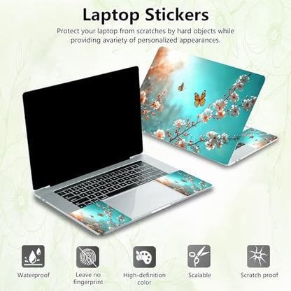 Laptop Skin Sticker Decal, Universal Reusable Vinyl Laptop Cover for 12" 13" 13.3" 14" 15" 15.4" 15.6" Notebook PC, Reusable Waterproof Scratch-Resistant with 2 Wrist Pads,Butterfly Flower - color: Butterfly Flower