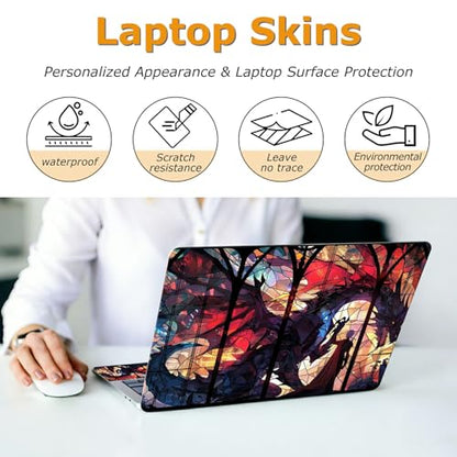 Universal Laptop Skin Sticker with 2 Wrist Pad Decals, 3-Piece Removable Vinyl Laptop Cover, Glass Dragon Waterproof Anti-Scratch, Easy-Trim Fit for 13.3" 14" 15.6" Laptops - color: Glass Dragon