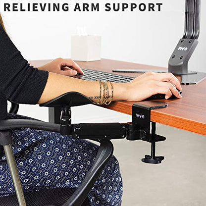 VIVO 2 Pack Clamp-on Adjustable Armrests, Universal Desk Cradle 360° Rotating Elbow Platform, Arm Support Steel Base Table Extension, Black, MOUNT-ARM02P