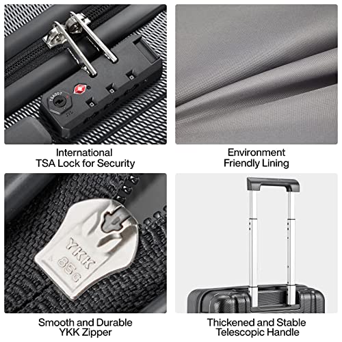 Hanke Luggage Sets 2 piece Carry On Luggage with Wheels PC Hard Shell Suitcases Lightweight Checked Travel Luggage Large Travel Suitcase Woman Men 20/29 Inch(Jet Black) - color: Jet Black, size: 2 Piece Set（20/29）