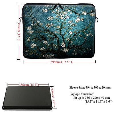 Meffort Inc® 15 15.6 inch Neoprene Laptop Sleeve Bag Carrying Case with Hidden Handle and Adjustable Shoulder Strap - Vincent Van Gogh Almond Blossoming - color: Vincent van Gogh Almond Blossoming