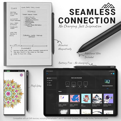 V-Pen EMR Stylus Remarkable 2 Pen Replacement with Digital Eraser + 5 Tips | 4096 Pressure Level Sensitivity & Palm Rejection | Digital Pen Marker Plus Compatible Kindle Scribe & Tablet Pen - style: V-Pen Stylus