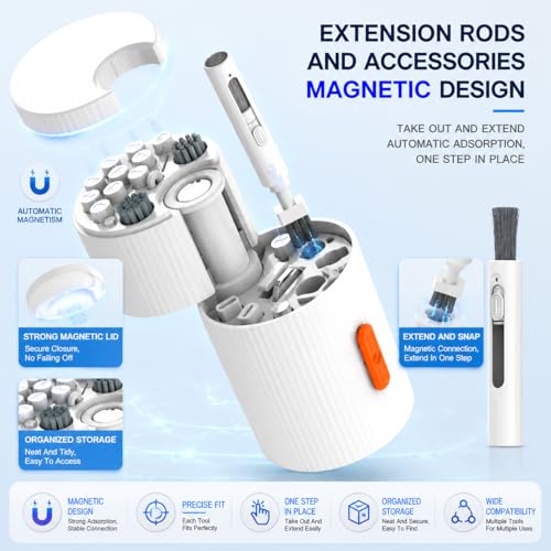33-in-1 Electronics Cleaning Kit, Magnetic Professional Keyboard Cleaner with Retractable Brush, Screen Cleaner and Earbud Cleaning Pen for Computer, iPhone, Laptop, PC and Airpods