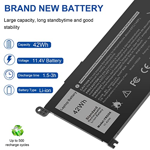TREE.NB YRDD6 1VX1H Battery for Dell Inspiron 5481 5482 5485 5491 5591 7586 3310 2-in-1 3493 3582 3583 3584 3593 3793 5480 5482 5485 5491 5493 5585 5590 5593 5594 5598 VM732 P75F 01VX1H 11.4V/42Wh - size: ‎YRDD6