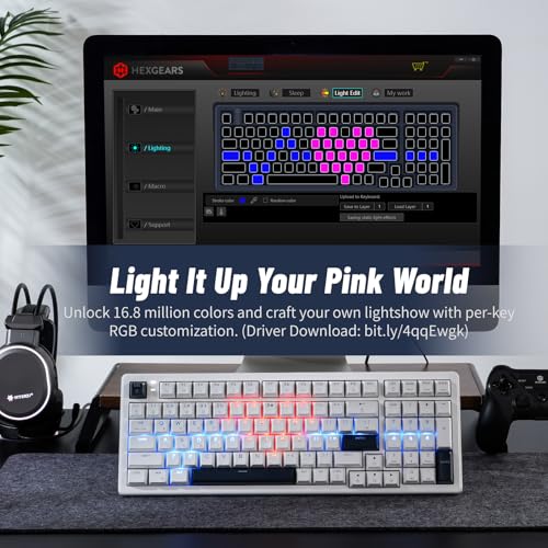 Wireless Mechanical Keyboard with Wrist Rest,Tri-Mode BT5.0/2.4GHz/USB-C Hot Swappable Custom Keyboard,Pre-lubed Clicky Switches,RGB Backlit Computer Gaming Keyboards for PC/Tablet/PS/Xbox(White) - color: White-99keys, size: Clicky