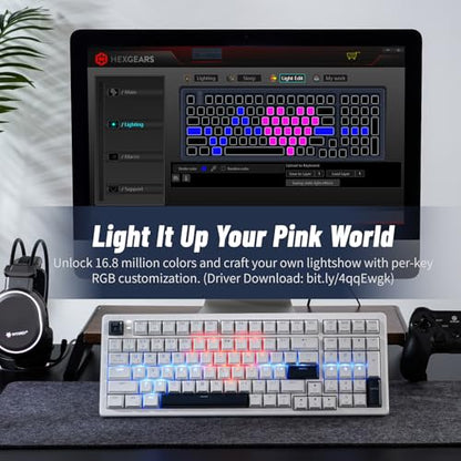 Wireless Mechanical Keyboard with Wrist Rest,Tri-Mode BT5.0/2.4GHz/USB-C Hot Swappable Custom Keyboard,Pre-lubed Clicky Switches,RGB Backlit Computer Gaming Keyboards for PC/Tablet/PS/Xbox(White) - color: White-99keys, size: Clicky