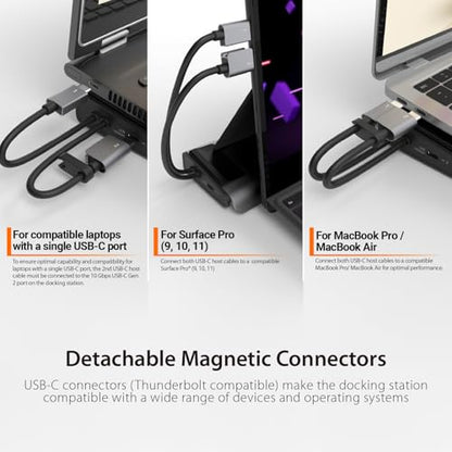 j5create USB C Dual 4K60 Display Docking Station (12-in-1), Built-in M.2 | SSD Slot, HDMI, DisplayPort, 10Gbps USB-A, Card Reader, PD 100W, Ethernet, for Surface Pro 7/8/9/11 (JCD551)