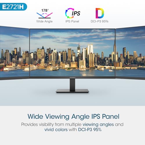 KOORUI 27 Inch QHD (2560x1440) IPS HDR Ultra-Thin Computer Gaming Monitor, 120Hz Refresh Rate, DCI-P3 95%, FreeSync & G-Sync, 1ms MPRT, VESA 100x100mm, Tilt Adjustable for Game and Work, E2721H - size: 27"/120Hz/QHD/IPS