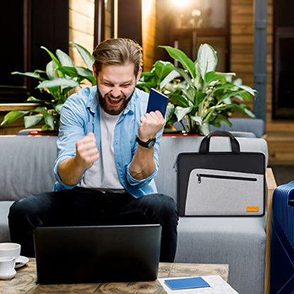 Laptop Sleeve, Slim Durable Notebook Computer Protection Case Business Briefcase Handle Bag Compatible with 14 15 15.4 inch MacBook Pro HP Dell Acer Asus Chromebook, Black/Grey - size: 15 Inch
