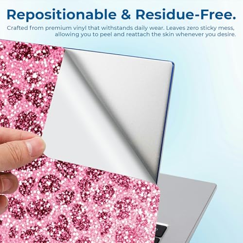 Reusable Universal Laptop Skin Sticker, Cut to Fit for 11.6–15.6 Inch Laptops, Waterproof Protective Film, No-Residue - Pink Leopard - color: Pink Leopard