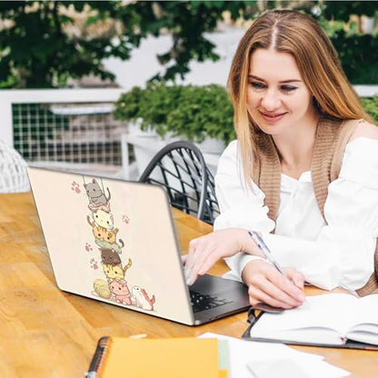 Laptop Skin Sticker Decal, Universal Reusable Vinyl Laptop Cover for 12" 13" 13.3" 14" 15" 15.4" 15.6" Notebook PC, Waterproof Scratch-Resistant with 2 Wrist Pads, Easy to Apply & Remove,Cats Cute - color: Cats Cute
