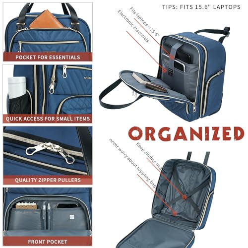 KROSER Carry On Underseat, 16-inch Underseater Suitcase for Men/Women | Multi-functional Lightweight Overnight Haze Blue/Gold - color: Haze Blue/Gold