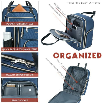 KROSER Carry On Underseat, 16-inch Underseater Suitcase for Men/Women | Multi-functional Lightweight Overnight Haze Blue/Gold - color: Haze Blue/Gold