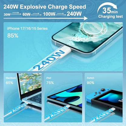 Short USB4 for Thunderbolt 4 Cable 1FT, 40Gbps USB C Data Cable Twice as Fast as USB C 3.2 Gen 2x2, 8K Video Display & 240W PD Fast Charging, Compatible with SSD, MacBook, iPhone 17/16, Docking, Hub - size: 1FT