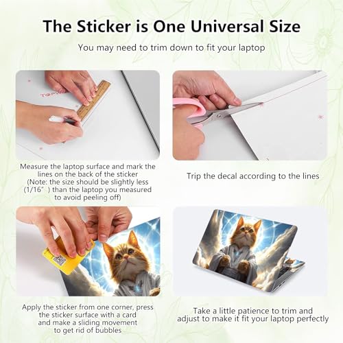 Laptop Skin Sticker Decal, Universal Reusable Vinyl Laptop Cover for 12" 13" 13.3" 14" 15" 15.4" 15.6" Notebook PC, Waterproof Scratch-Resistant with 2 Wrist Pads, Easy to Apply & Remove,Art Cat - color: Art Cat