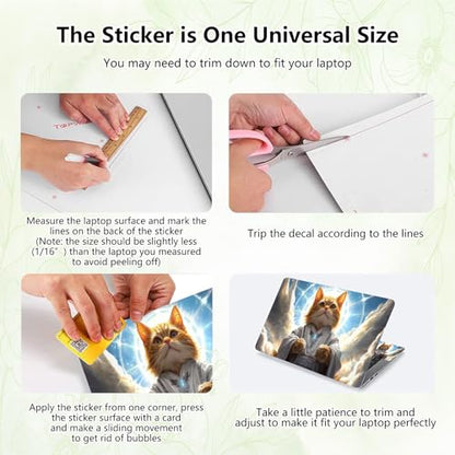 Laptop Skin Sticker Decal, Universal Reusable Vinyl Laptop Cover for 12" 13" 13.3" 14" 15" 15.4" 15.6" Notebook PC, Waterproof Scratch-Resistant with 2 Wrist Pads, Easy to Apply & Remove,Art Cat - color: Art Cat
