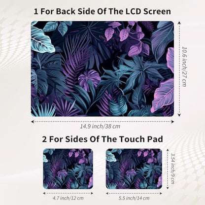Laptop Skin Sticker 3-Piece Set,Colorful Tropical Plannt | Trim-to-fit 3-piece vinyl set with one 15 x 10.6 in lid skin and two palm-rest decals for many 12-15.6 in laptops - color: Colorful Tropical Plannt