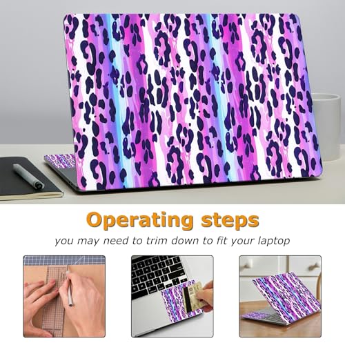 Universal Laptop Skin Sticker with 2 Wrist Pad Decals, 3-Piece Removable Vinyl Laptop Cover, Purple Leopards Waterproof Anti-Scratch, Easy-Trim Fit for 13.3" 14" 15.6" Laptops - color: Purple Leopards